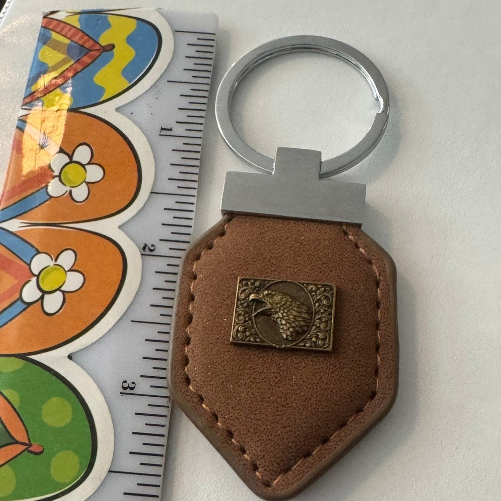 Faux Leather Eagle Emblem Keychain Vintage Style Accessory‎